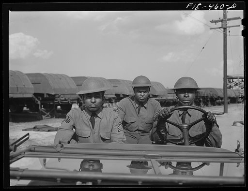 Fort Bragg, North Carolina. Sergeant Williams in a jeep
