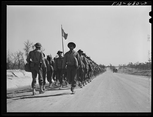 Fort Bragg, North Carolina. 41st Engineers on the march