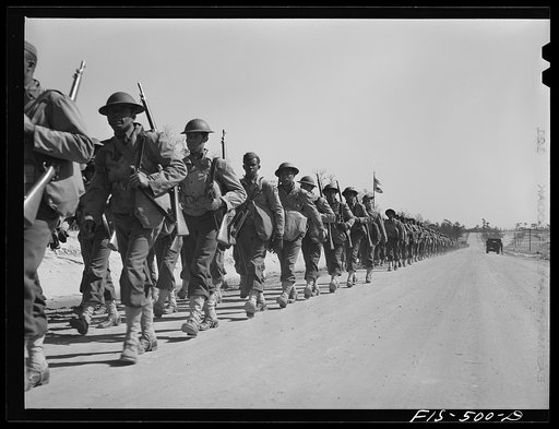 Fort Bragg, North Carolina. 41st Engineers on the march