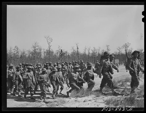 Fort Bragg, North Carolina. 41st Engineers on the march