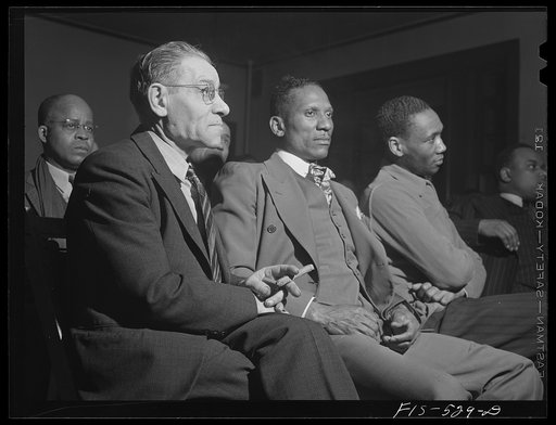 Chicago, Illinois. Good Shepherd Community Center. Steel workers at a union meeting