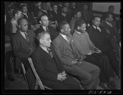 Chicago, Illinois. Good Shepherd Community Center. Steelworkers at a union meeting