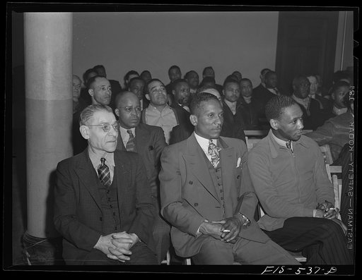 Chicago, Illinois. Good Shepherd Community Center. Steelworkers at a union meeting