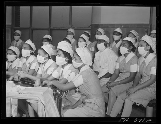 Chicago, Illinois. Provident Hospital. Students watching a (mock) operation