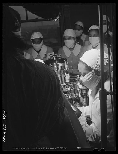 Chicago, Illinois. Provident Hospital. Students watching a (mock) operation