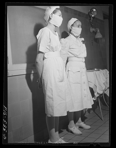 Chicago, Illinois. Provident Hospital. Students watching a (mock) operation
