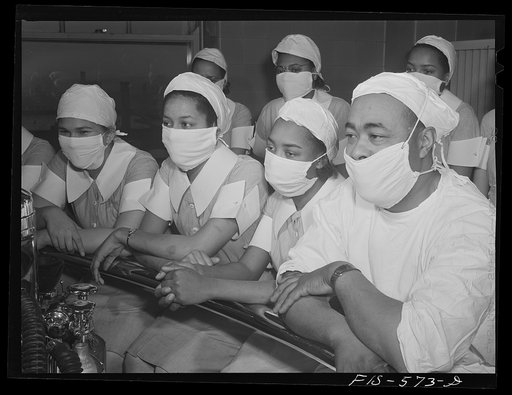 Chicago, Illinois. Provident Hospital. Students observing a (mock) operation