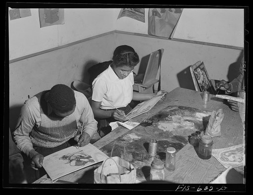 Chicago, Illinois. Painting class at South Side community art center