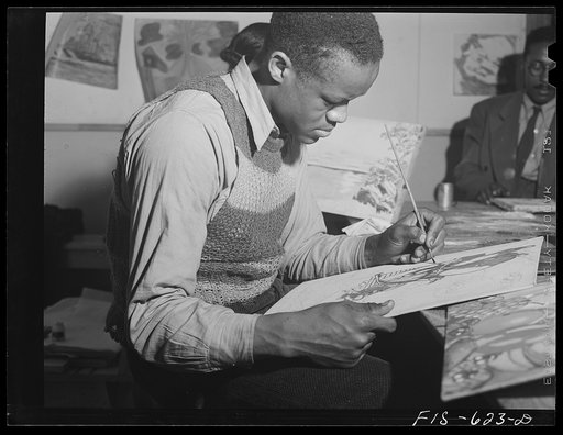 Chicago, Illinois. Painting class at South Side community art center