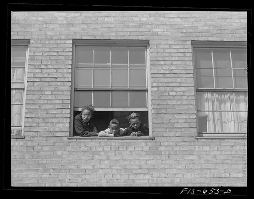 Chicago, Illinois. Ida B. Wells Housing Project. Children who live in one of the apartments