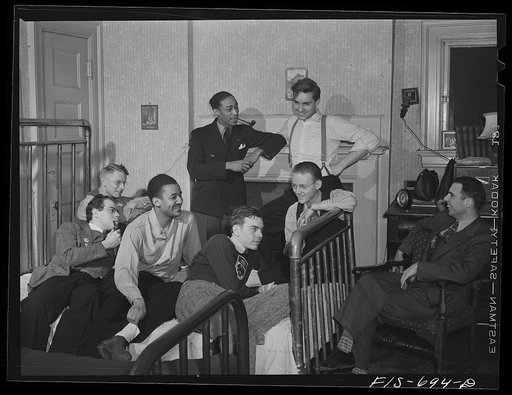 Chicago, Illinois. A group of young men, most of them students at the University of Chicago, who live cooperatively in a large house