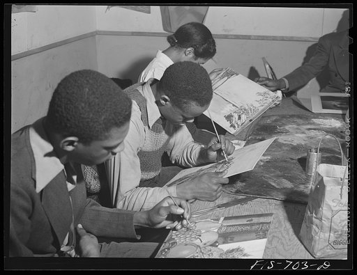 Untitled photo, possibly related to: Chicago, Illinois. Painting class at the South Side community art center