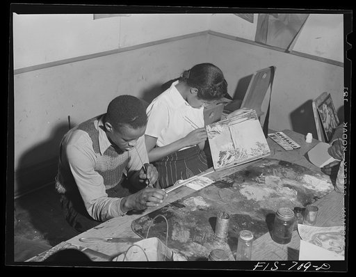 Chicago, Illinois. Painting class at the South Side community art center