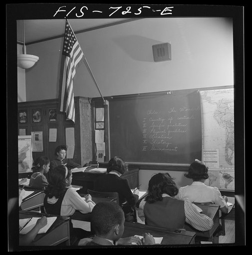Untitled photo, possibly related to: Washington, D.C. Class listening to a radio broadcast about South America, sponsored by a local station