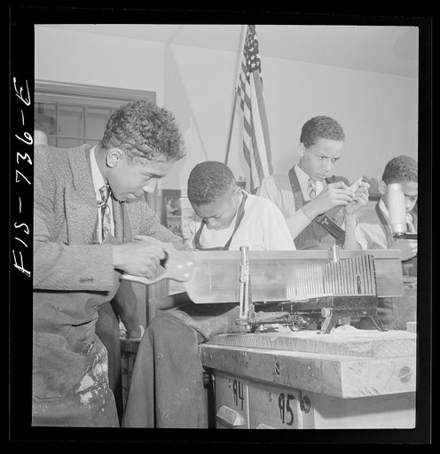 Untitled photo, possibly related to: Washington, D.C. Making model airplanes for U.S. Navy at the Armstrong Technical High School
