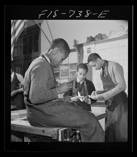 Untitled photo, possibly related to: Washington, D.C. Making model airplanes for U.S. Navy at the Armstrong Techincal High School