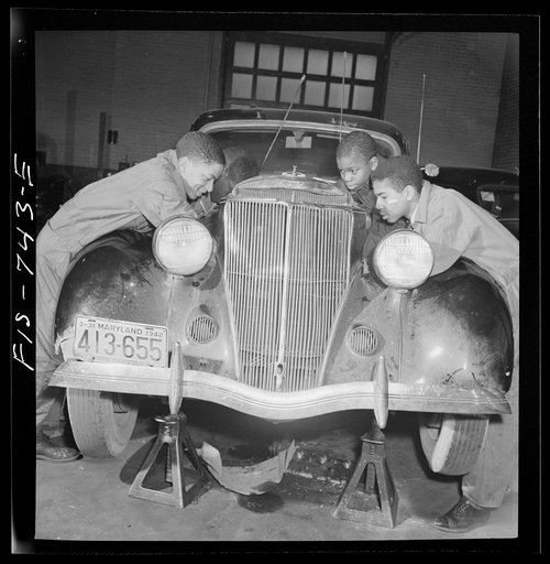 Untitled photo, possibly related to: Washington, D.C. Class in car repairs at the Armstrong Technical High School