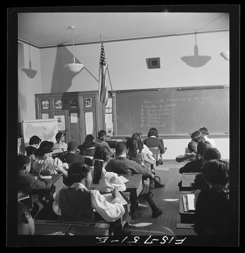 Untitled photo, possibly related to: Washington, D.C. Class listening to a radio broadcast about South America, sponsored by a local station