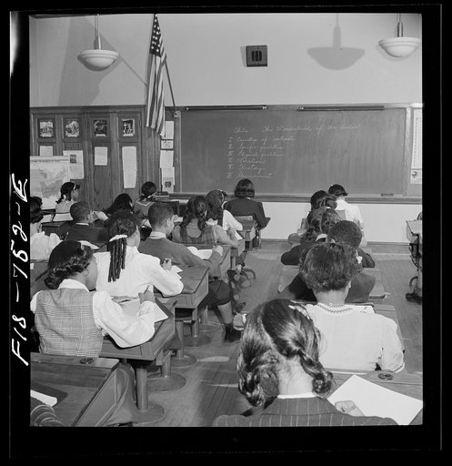 Washington, D.C. Class listening to a radio broadcast about South America, sponsored by a local station