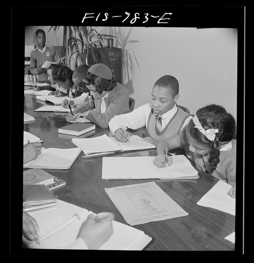 Washington, D.C. Editorial meeting working on the student paper at the Banneker Junior High School