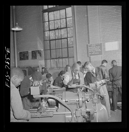 Untitled photo, possibly related to: Washington, D.C. Working in machine shop at the Armstrong Technical High School
