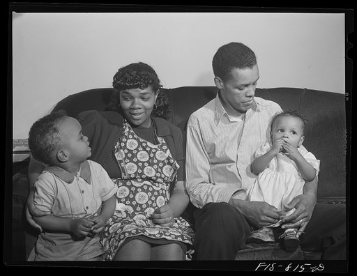 Chicago. Illinois. Ida B. Wells Housing Project. Family of Mr. Edward Vaughn, living in one of the apartments. Mr. Vaughn works for the War Department