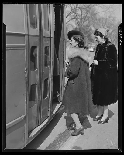 Washington, D.C. Jewal Mazique [i.e. Jewel], worker at the Library of Congress, going home