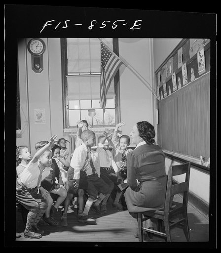 Untitled photo, possibly related to: Washington, D.C. Discussion class in a Negro grammar school