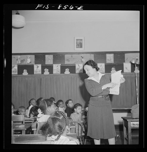 Untitled photo, possibly related to: Washington, D.C. Discussion class in a Negro grammar school