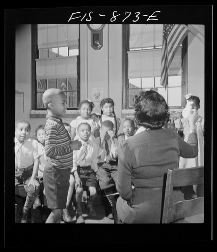 Untitled photo, possibly related to: Washington, D.C. Discussion class in a Negro grammar school