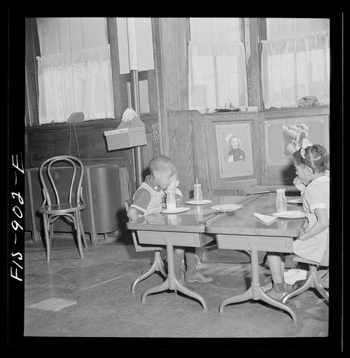 Untitled photo, possibly related to: Washington, D.C. Free morning lunch in the kindergarten of a Negro school