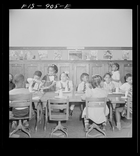 Untitled photo, possibly related to: Washington, D.C. Free morning lunch in the kindergarten of a Negro school