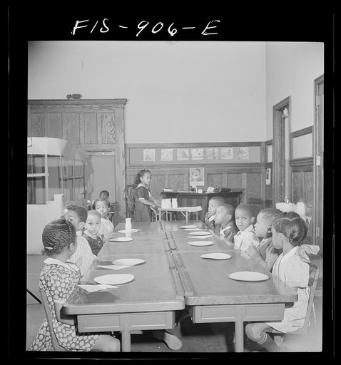 Untitled photo, possibly related to: Washington, D.C. Free morning lunch in the kindergarten of a Negro school