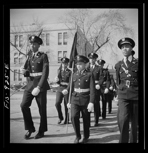 Untitled photo, possibly related to: Washington, D.C. Military unit in Armstrong Technical High School which is trained by the regular Army, a tradition in all Washington schools
