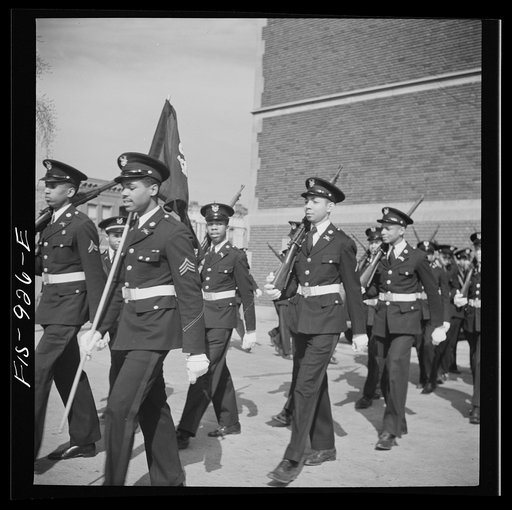 Untitled photo, possibly related to: Washington, D.C. Military unit in Armstrong Technical High School which is trained by the regular Army, a tradition in all Washington schools