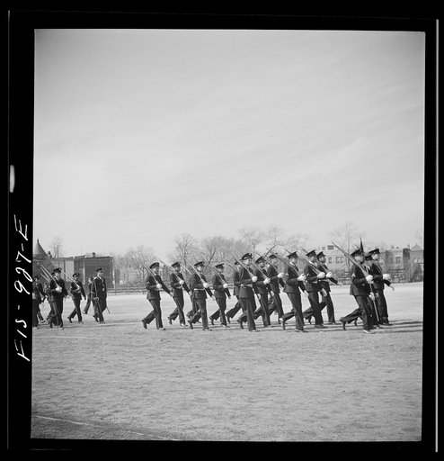Untitled photo, possibly related to: Washington, D.C. Military unit in Armstrong Technical High School which is trained by the regular Army, a tradition in all Washington schools