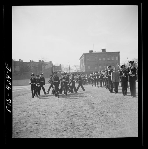 Untitled photo, possibly related to: Washington, D.C. Military unit in Armstrong Technical High School which is trained by the regular Army, a tradition in all Washington schools