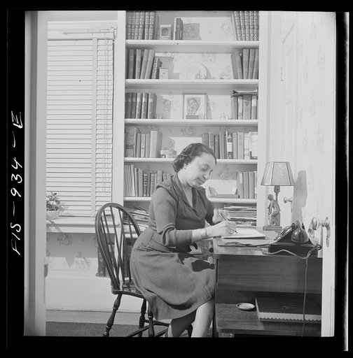 Washington, D.C. Teacher in her study at home