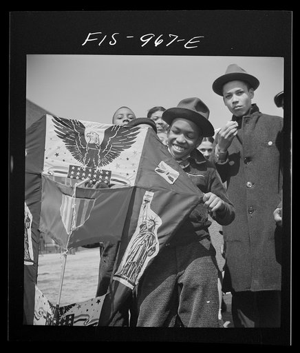 Washington, D.C. Pupil of Banneker Junior High School with a kite which he has made