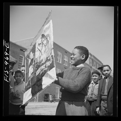 Washington, D.C. Pupil of Banneker Junior High School with a kite which he has made