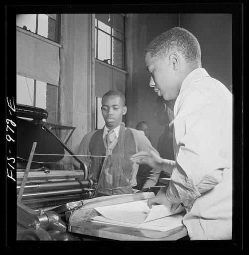 Untitled photo, possibly related to: Washington, D.C. Printing the school paper at the Armstrong Technical High School