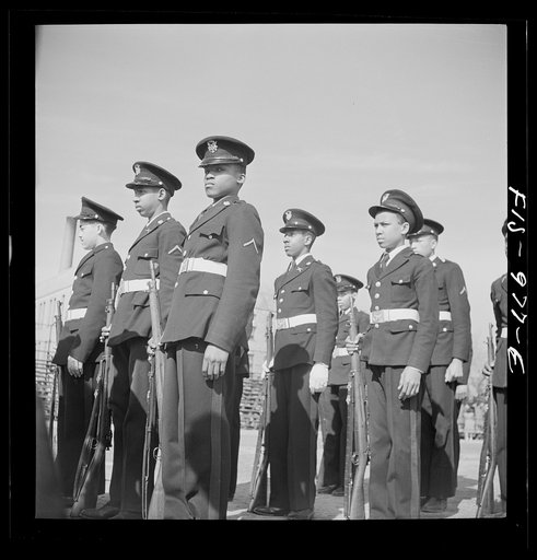 Untitled photo, possibly related to: Washington, D.C. Military unit in Armstrong Technical High School which is trained by the regular Army, a tradition in all Washington schools