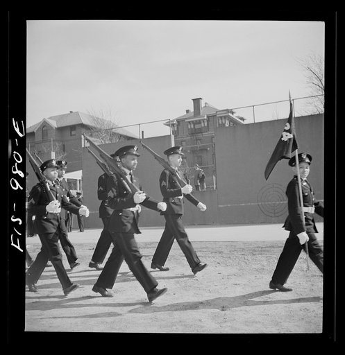 Untitled photo, possibly related to: Washington, D.C. Military unit in Armstrong Technical High School which is trained by the regular Army, a tradition in all Washington schools