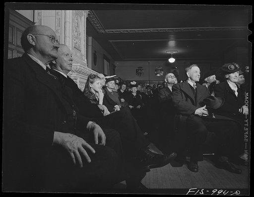 Minneapolis, Minnesota. A meeting of the Smaland Society which is composed of people who came from the Province of Smaland in Sweden. This is the largest of the provincial societies in Minneapolis and has about 300 active members in Minneapolis and Saint Paul. They are listening to a musical program
