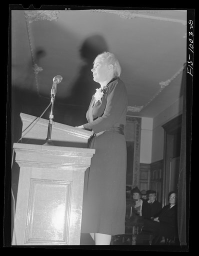 Untitled photo, possibly related to: Minneapolis, Minnesota. Mrs. Myrdal, Swedish lecturer, president of the Swedish Women's Business and Professional League and vice-president of the International Women's Business and Professional League. She lectured at a special meeting at the Swedish Institute o