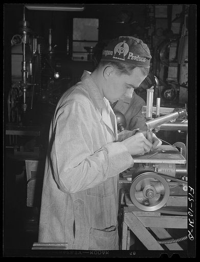 Minneapolis, Minnesota. Glenn E. Westerheim, whose mother was born in Hodonga, Norway and father in Oslo, Norway. They have been in this country about thirty years. He is now working in a small machine shop turning out tools and dies for the war plants in the Minneapolis area
