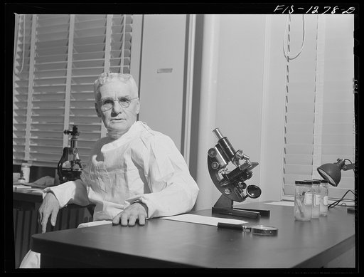 Dr. Cooley, one of the pioneers at the Rocky Mountain Laboratory in study of ticks and development of spotted fever vaccine. USPHS (United States Public Health Service)  Laboratory, Hamilton, Montana