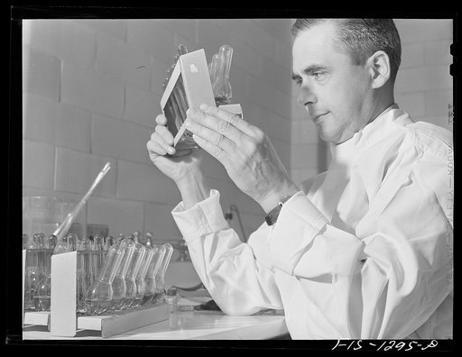 The sterility of each batch of vaccine is tested before it leaves the laboratory. USPHS (United States Public Health Service)  Rocky Mountain Laboratory, Hamilton, Montana