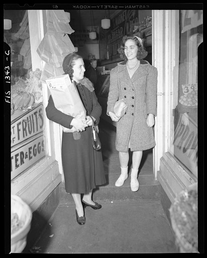 Untitled photo, possibly related to: New Bedford, Massachusetts. Wife and daughter of Portuguese house painter out shopping