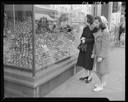 Untitled photo, possibly related to: New Bedford, Massachusetts. Wife and daughter of Portuguese house painter out shopping